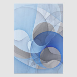 Papel De Seda Modern Abstract Blue Gray Fractal Art Graphic