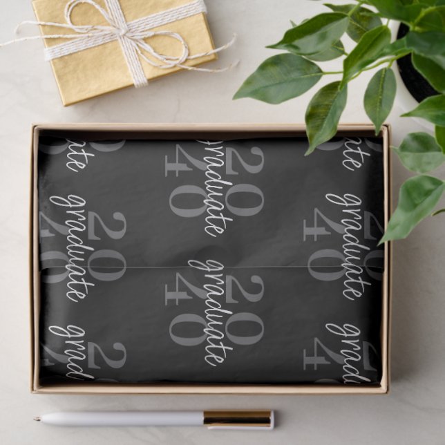 Papel De Seda Modern Black Graduation Year Custom Gift (Presente)
