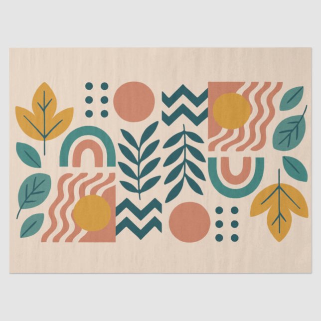 Papel De Seda Modern Boho Abstrato Nature Wall Art (Frente )