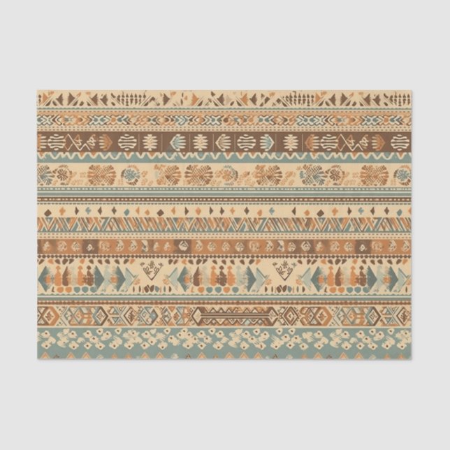 Papel De Seda Modern Boho Camel Brown Turquoise (Frente )