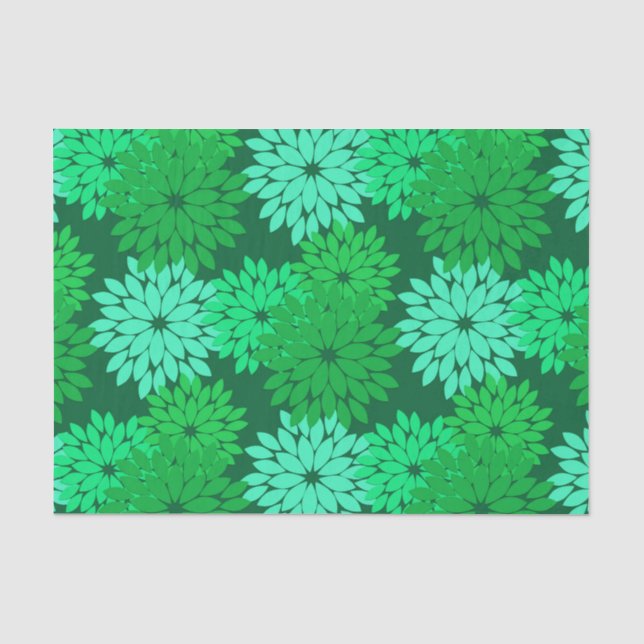 Papel De Seda Modern Floral Kimono Impressão, Emerald e Jade Gre (Frente )