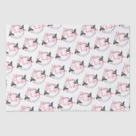 Papel De Seda Modern Holly Wreath Feliz Natal