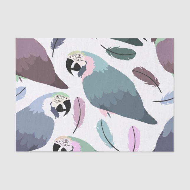 Papel De Seda Modern Parrots Tropical Pattern  (Frente )