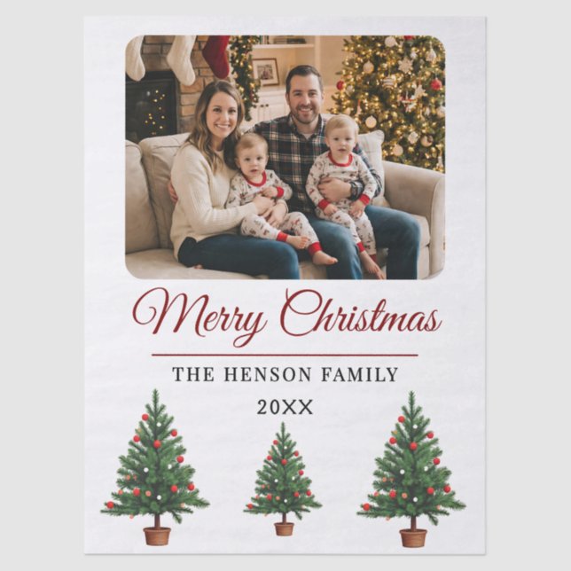 Papel De Seda Modern Personalized Family Photo Christmas  (Frente )