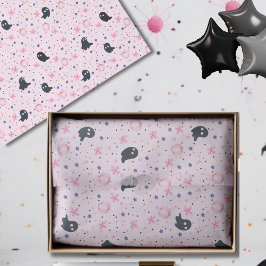 Papel De Seda Modern Pink Black Cute Halloween Boo Ghost