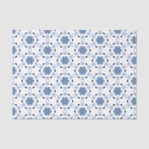 Papel De Seda Modern Prairie Lace Indigo Sky Blue Folk Geométric