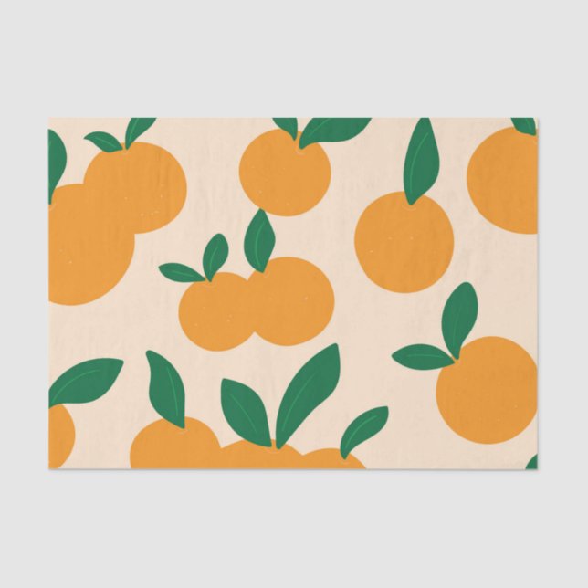 Papel De Seda Modern Stylish Citrus Fruit Oranges Pattern (Frente )