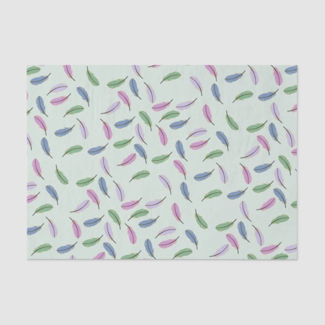 Papel De Seda Modern Stylish Pastel Blue Feathers Pattern (Frente )