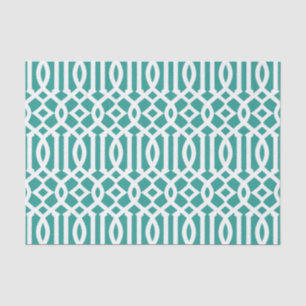 Papel De Seda Modern Teal Green Marroquino Trellis Pattern