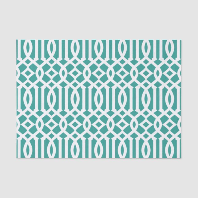 Papel De Seda Modern Teal Green Marroquino Trellis Pattern (Frente )