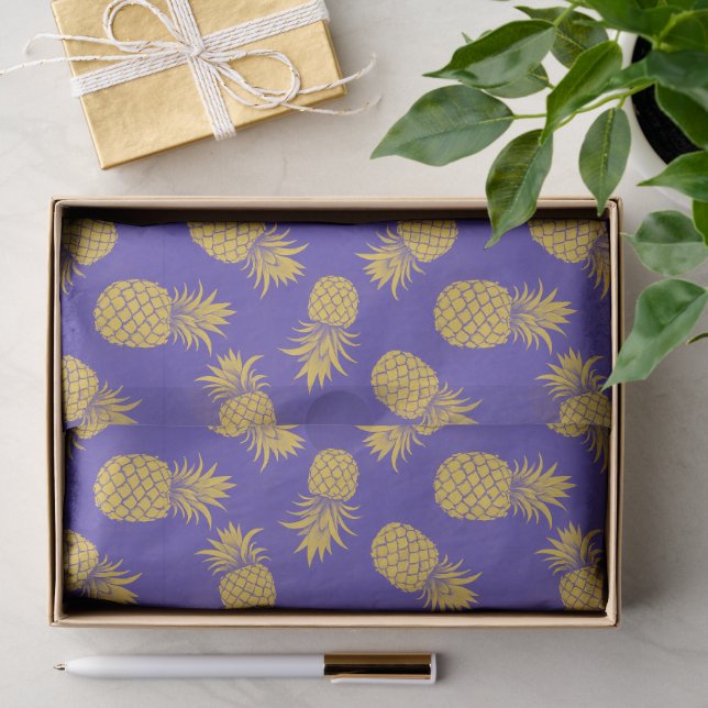 Papel De Seda Modern Tropical Pineapple Watercolor (Presente)