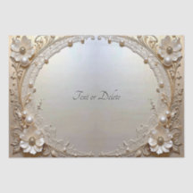 Modern White Flowers Pearls Tissue Paper