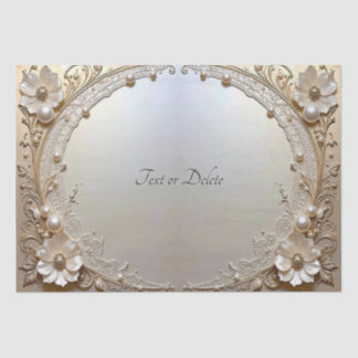 Papel De Seda Modern White Flowers Pearls Tissue Paper