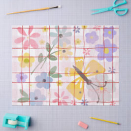 Papel De Seda Moderna arte botânica feminina e colorida