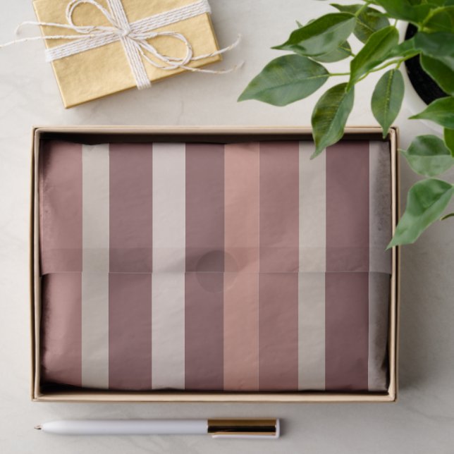 Papel De Seda Moderna Linear | Rosa Antiga & Cobre (Presente)