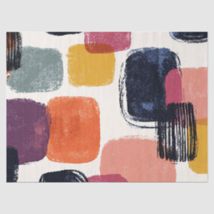 Papel De Seda Moderno Abstrato Boho Pincelada - Cor Retro Ousada