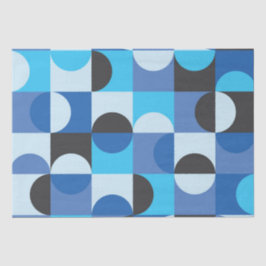 Papel De Seda Moderno de Meados do Século Meios círculos Azul Tu