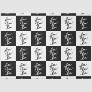 Papel De Seda Moderno Fa La La de Natal Branco e Preto Elegante