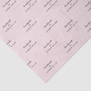 Papel De Seda Moderno 'Feito à mão por' rosa e preto