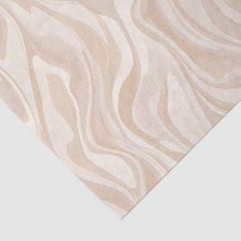 Papel De Seda Moderno Minimalista Padrão Abstrato de Fluxo Bege 