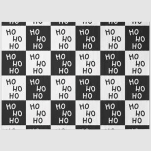 Papel De Seda Moderno Natal Ho Ho Branco Elegante Preto
