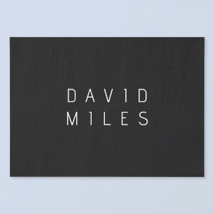 Papel De Seda Moderno Nome Editável Minimalista   Preto & Branco