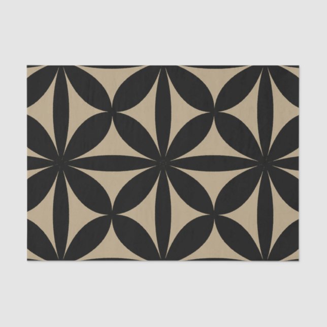 Papel De Seda Moderno preto e bronzeado / Impressão retroativo (Frente )