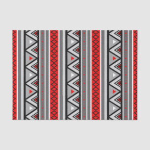 Papel De Seda Moderno Sudoeste Geométrico, Vermelho e Cinzas / C