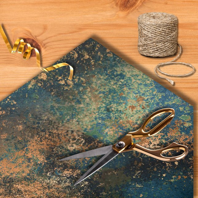 Papel De Seda Moderno Teal Escuro & Cobre Falso Metálico (Criador carregado)