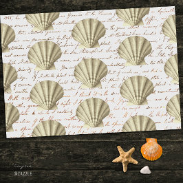 Papel De Seda Moderno Vintage Bege Shell Script
