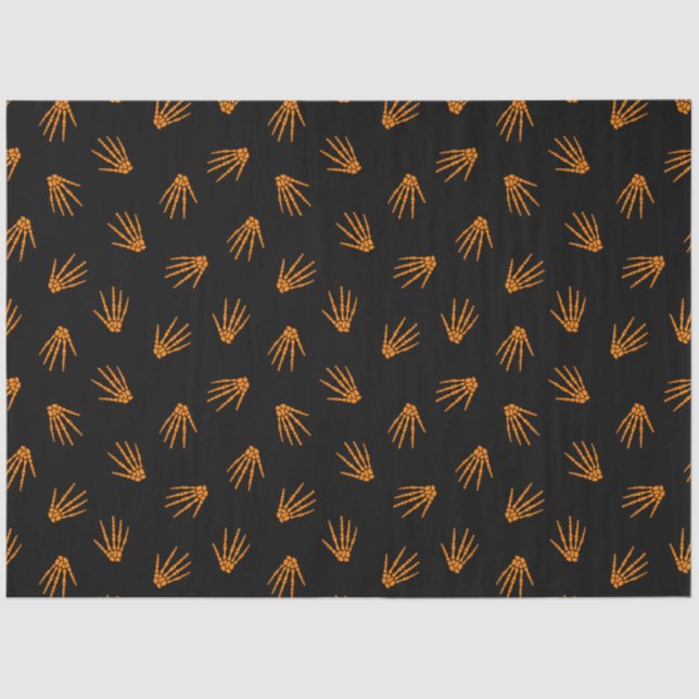 Papel De Seda Moderno Vintage Halloween Bones Laranja (Frente )