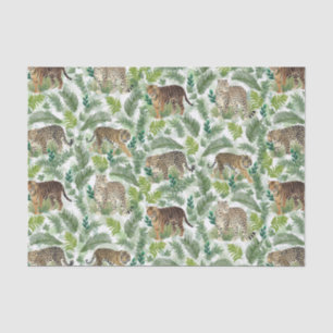 Papel De Seda Modernos Leopardos Tigres Plantas Selvagens