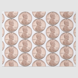 Papel De Seda Moeda de padrão Copper Penny – Desenho de Lincoln