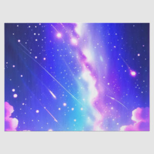 Papel De Seda Mola de Presente Celestial Azul e Galáxia Rosa