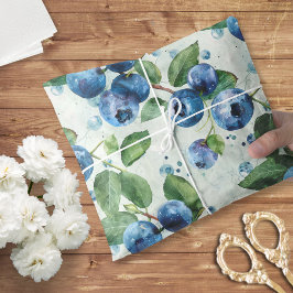 Papel De Seda Mola de Vintage da Melancia Azul Elegante