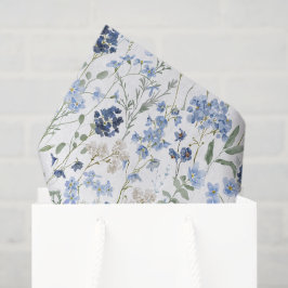 Papel De Seda Moldura de Aquarela de Flor Silvestre Azul