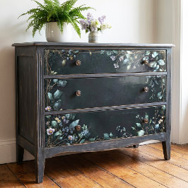 Papel De Seda Moldura de Videira de Bronze Botânico Teal Mal-hum
