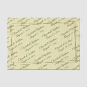 Papel De Seda Moldura Elegante em Monograma de Casamento Amarelo