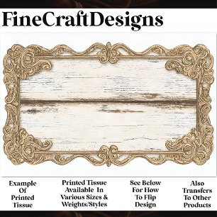 Papel De Seda Moldura Shabby Chic Madeira + Dourado AN3 Decoupag