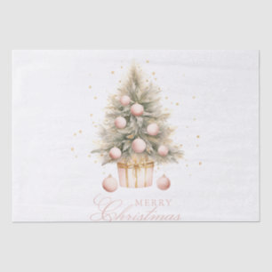 Papel De Seda Molho de Água Rosa Elegante Árvore de Natal Feliz