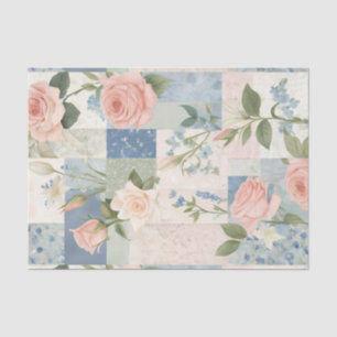 Papel De Seda Molho Delicado, Cor-De-Rosa Floral E Azul