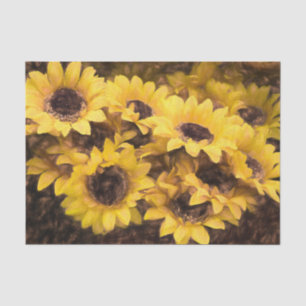 Papel De Seda Molinetes de Girassóis Amarelo Marrom Arte Desenho