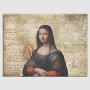 Papel De Seda Mona Lisa com o Livro de Tecidos das Notas da Vinc