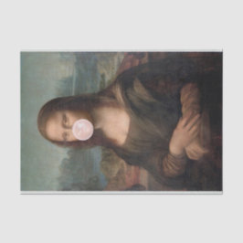 Papel De Seda Mona Lisa soprando pastilha elástica rosa
