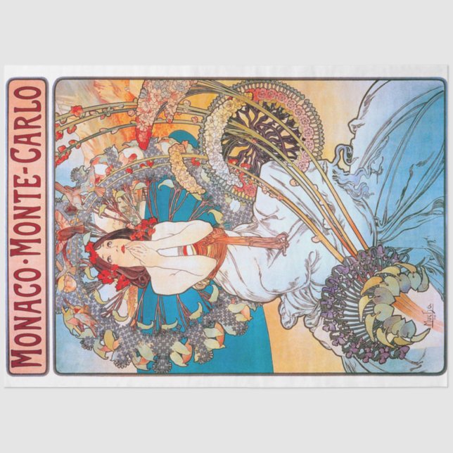 Papel De Seda Mônaco, Monte Carlo, Mucha (Frente )