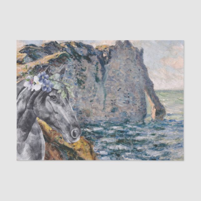 Papel De Seda Monet Cliff of Aval & Black Horse (Frente )