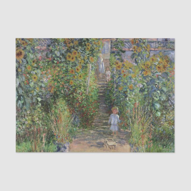 Papel De Seda Monet Garden Vetheuil Impressionim Pintura (Frente )