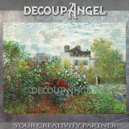 Papel De Seda Monet - Um canto do jardim com Dahlias Decoupa