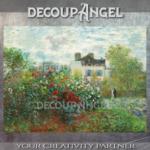 Papel De Seda Monet - Um canto do jardim com Dahlias Decoupa