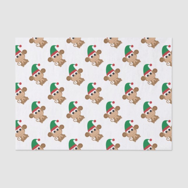 Papel De Seda Monkey Christmas Elf (Frente )
